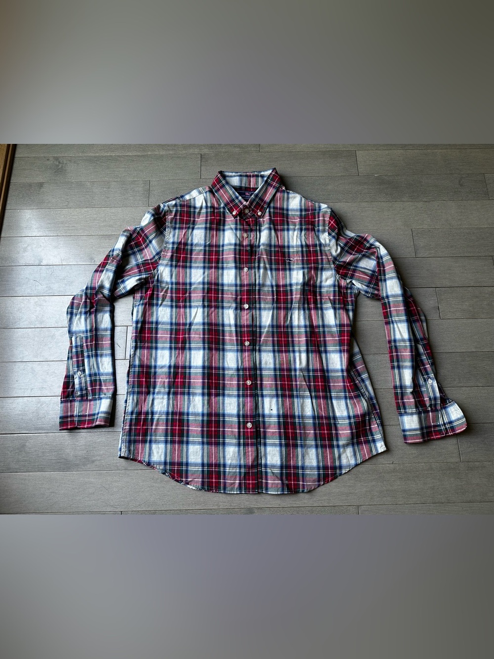 Men’s Vineyard Vines Red Plaid Button Down Long Sleeve Dress Shirt Business LG